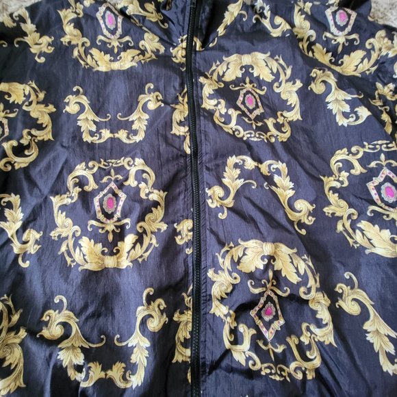 Vintage Slade Bold Baroque Print Bomber Jacket UK Size Large/12 - Picture 4 of 7